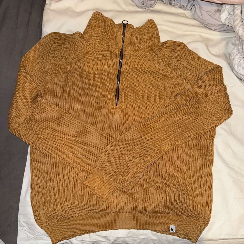 Men's Mustard Sweater with Half-Zip